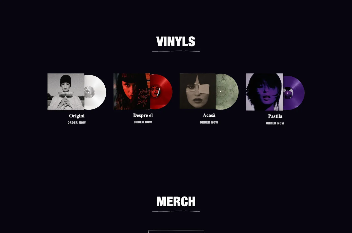 Secțiunea de viniluri, cu legătură directă spre magazin